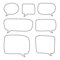 Vector speech bubbles set. Hand drawn outline speech bubbles doodle style. Chat bubble line art vector icon for apps and websites.