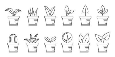 planta maceta línea icono, vector ilustración.