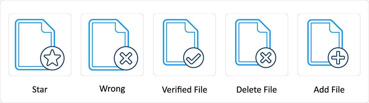 A set of 5 Extra icons as star, wrong, verified file, delete file vector