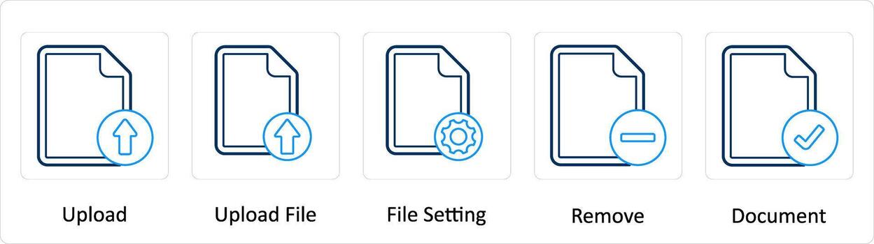 A set of 5 Extra icons as upload, upload file, file setting vector