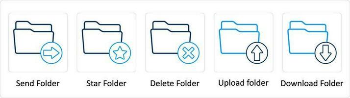 A set of 5 Extra icons as send folder, star folder, delete folder vector