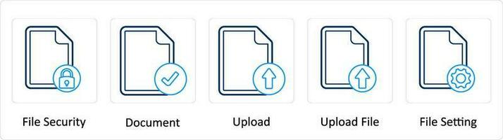 A set of 5 Extra icons as file security, document, upload vector