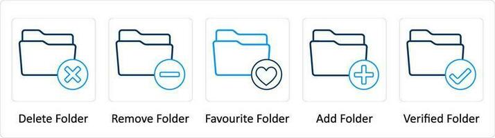 A set of 5 Extra icons as delete folder, remove folder, favorite folder vector