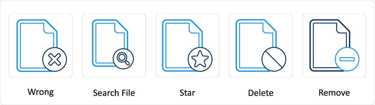 A set of 5 Extra icons as wrong, search file, star vector