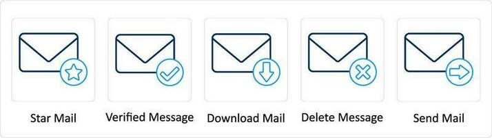 A set of 5 Extra icons as star mail, send mail, error mail vector