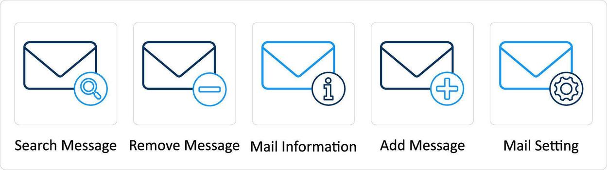 A set of 5 Extra icons as search message, remove message, mail information vector