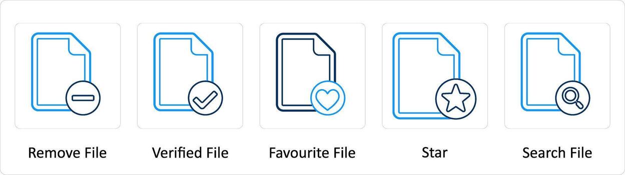 A set of 5 Extra icons as remove file, verified file, favorite vector