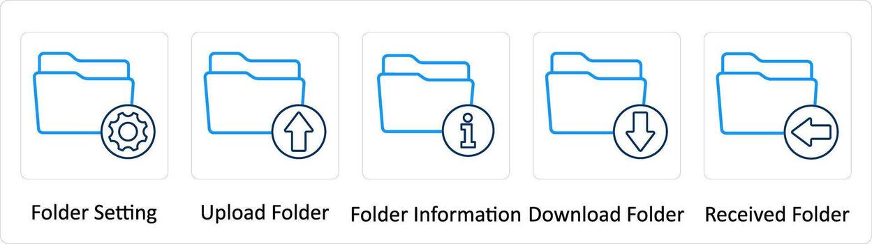A set of 5 Extra icons as folder setting, upload folder, folder information vector