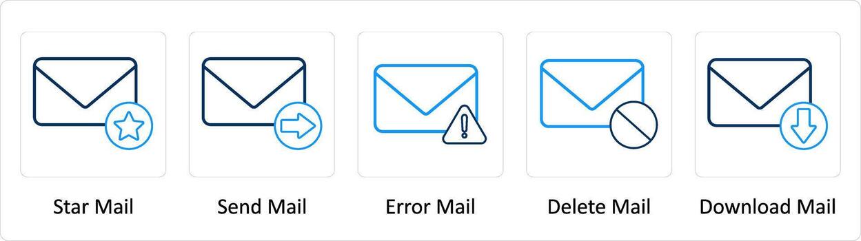 A set of 5 Extra icons as star mail, send mail, error mail vector