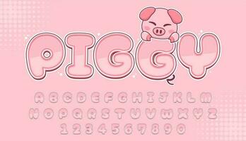 decorative editable cute pink piggy text effect vector design