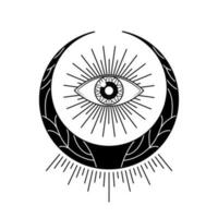 mysterious magical monochrome eye moon  vector design