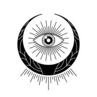 mysterious magical monochrome eye moon  vector design