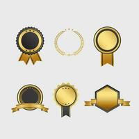 Vector golden ribbon and badges collection
