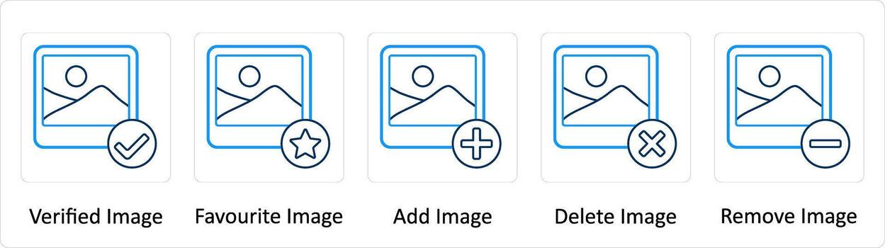 A set of 5 Extra icons as verified image, favorite image, add image vector