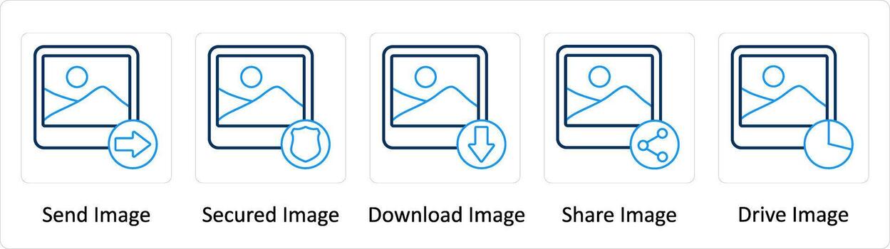 A set of 5 Extra icons as send image, secured image, download image vector