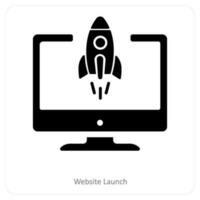 Website Launch and development icon concept vector