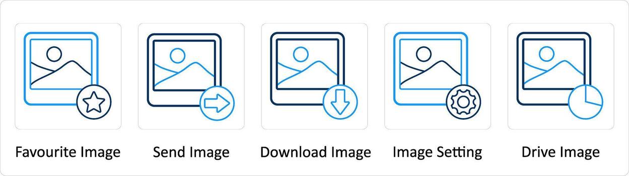 A set of 5 Extra icons as favorite image, send image, download image vector
