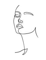 One line drawing face. Abstract woman portrait. Modern minimalism art. - Vector illustration