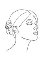 Female Face Continuous Line Drawing. Good for Prints, T-shirt, Banners, Slogan Design Modern Graphics Style vector
