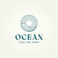 simple minimalist ocean line art icon logo template vector illustration design