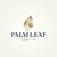 minimalist luxurious palm leaf logo template vector illustration design. simple modern resorts, spa retreats, luxury travel agencies logo concept