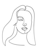 Female Face Continuous Line Drawing. Good for Prints, T-shirt, Banners, Slogan Design Modern Graphics Style vector