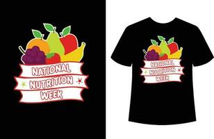 nutrición semana t camisa diseño vector