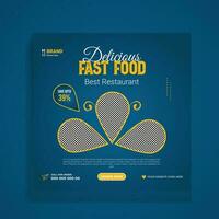 Restaurant Food Service Social Media Banner Design Template vector