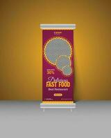 Restaurant food service Roll up banner design template vector