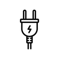 Electric power plug icon in line style design isolated on white background. Editable stroke. vector