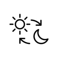 Day night, switch between light and dark mode, sun and half moon icon in line style design isolated on white background. Editable stroke. vector