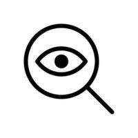 Magnifying glass and eye icon in line style design isolated on white background. Editable stroke. vector