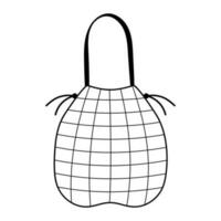 Eco shopping net bag in doodle style. Line hand drawn icon. Zero waste, ecology, no plastic concept. vector