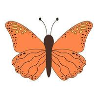 Groovy butterfly. Boho Summer retro colours butterfly icon. Hippie psychedelic element. vector