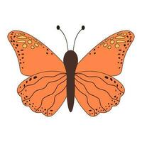 Groovy butterfly. Boho Summer retro colours butterfly icon. Hippie psychedelic element. vector