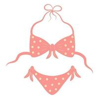 hembra rosado bikini. linda verano traje de baño. dibujos animados plano ilustración aislado en blanco antecedentes. vector