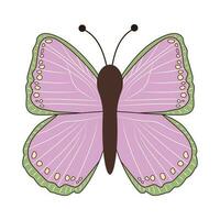 Groovy butterfly. Boho Summer retro colours butterfly icon. Hippie psychedelic element. vector