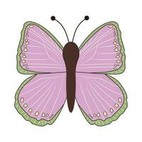 Groovy butterfly. Boho Summer retro colours butterfly icon. Hippie psychedelic element. vector