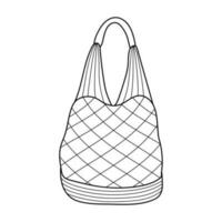 Eco shopping net bag in doodle style. Line hand drawn icon. Zero waste, ecology, no plastic concept. vector