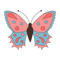 Groovy butterfly. Boho Summer retro colours butterfly icon. Hippie psychedelic element. vector