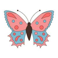 maravilloso mariposa. boho verano retro colores mariposa icono. hippie psicodélico elemento. vector