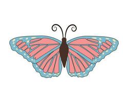 Groovy butterfly. Boho Summer retro colours butterfly icon. Hippie psychedelic element. vector