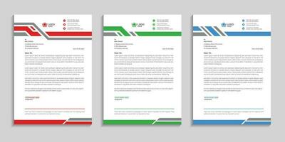 Corporate clean abstract and professional corporate company business letterhead template design Bundle with color variation. vector