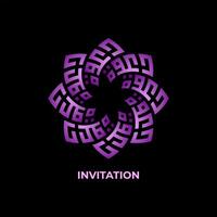 a purple and black Arabic calligraphy logo for an invitation vector