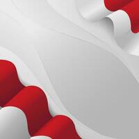 Abstract Red and White Wave flag Indonesia Independence Day Background vector