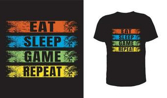 repeat-game-sleep-eat -gaming design t shirt vector