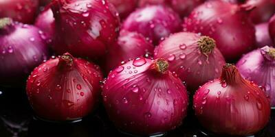 ai generado. ai generativo. muchos orgánico eco sano cebollas vegetales. márketing promoción comida mercado antecedentes. gráfico Arte foto