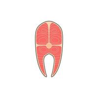 Red fish salmon steak. Fillet of red fish flat design vector illustration