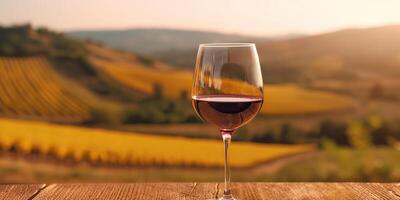 . . Glass of wine before field vineyard. Alcohol beverage vibe. Graphic Art photo