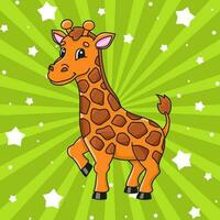 Giraffe animal. Cute coon character. Colorful vector illustration. Isolated on color background. Template for your design.